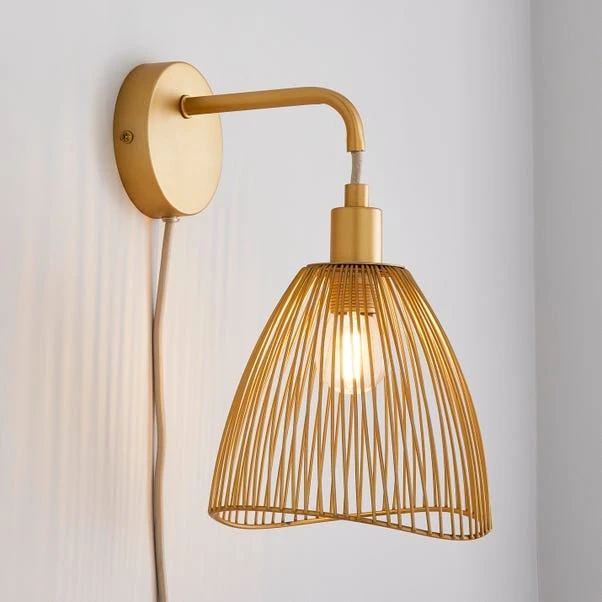 Elements Jaula Rattan Plug In Wall Light 3 Elements Jaula Rattan Plug In Wall Light
