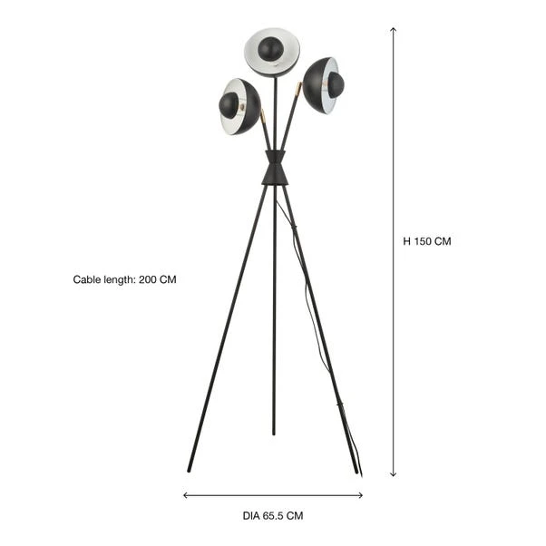 Elements Levi Tripod 3 Light Metal Floor Lamp 7 Elements Levi Tripod 3 Light Metal Floor Lamp - Image 5