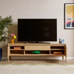 Elements Holmes Extra Wide TV Unit For TVs Up To 80", Oak 10 Elements Holmes Extra Wide TV Unit For TVs Up To 80", Oak -Elements 30893746 alt01