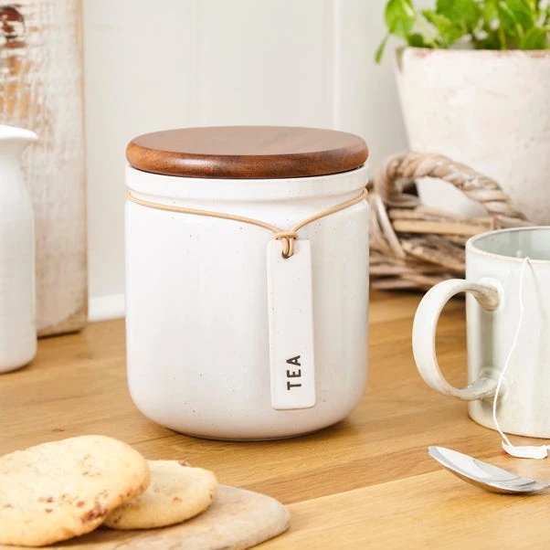 Elements Cream Speckled Hang Tag Kitchen Canister 9 Elements Cream Speckled Hang Tag Kitchen Canister - Image 7