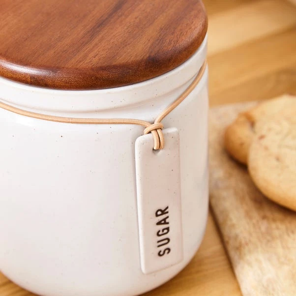 Elements Cream Speckled Hang Tag Kitchen Canister 4 Elements Cream Speckled Hang Tag Kitchen Canister - Image 2