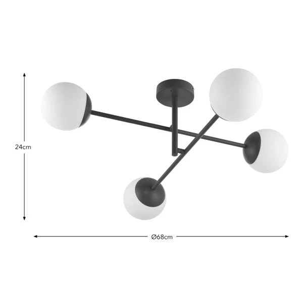 Elements Tela 4 Light Semi Flush Bathroom Ceiling Light 19 Elements Tela 4 Light Semi Flush Bathroom Ceiling Light - Image 17