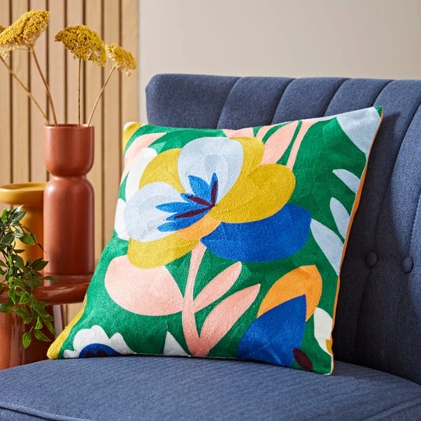 Elements Fieldsley Floral Crewel Square Cushion 3 Elements Fieldsley Floral Crewel Square Cushion