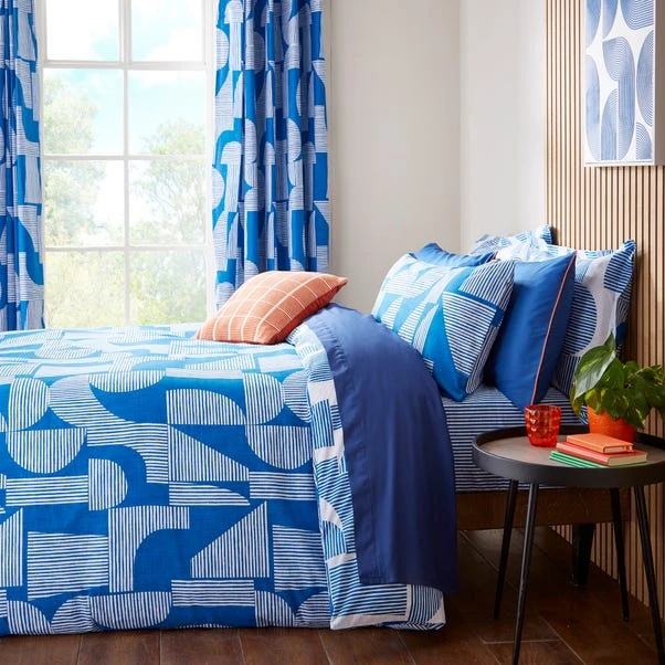 Elements Ezra Blue Cotton Duvet Cover And Pillowcase Set 9 Elements Ezra Blue Cotton Duvet Cover And Pillowcase Set - Image 7